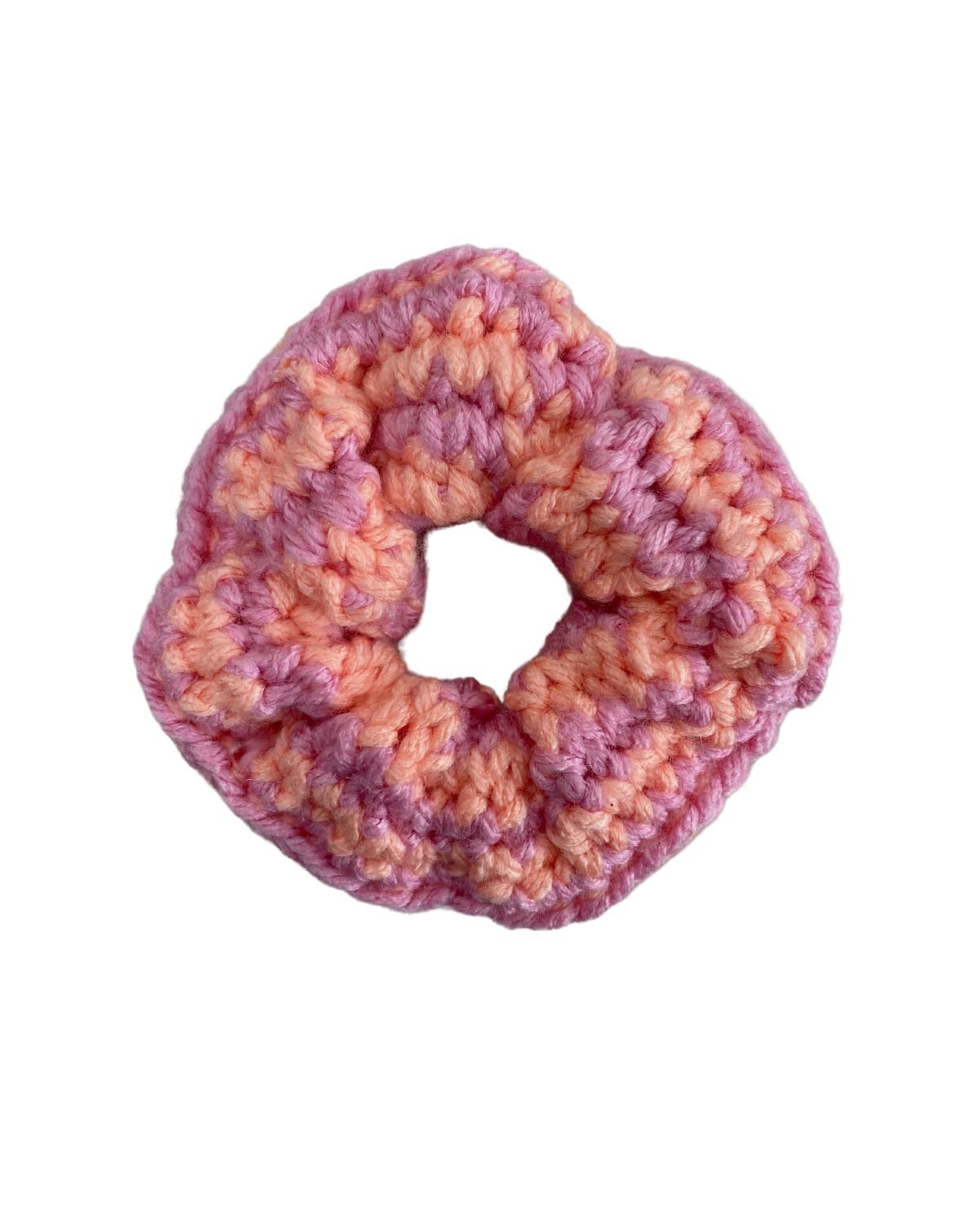 Chunky knod scrunchie | Soft Orange & Pink