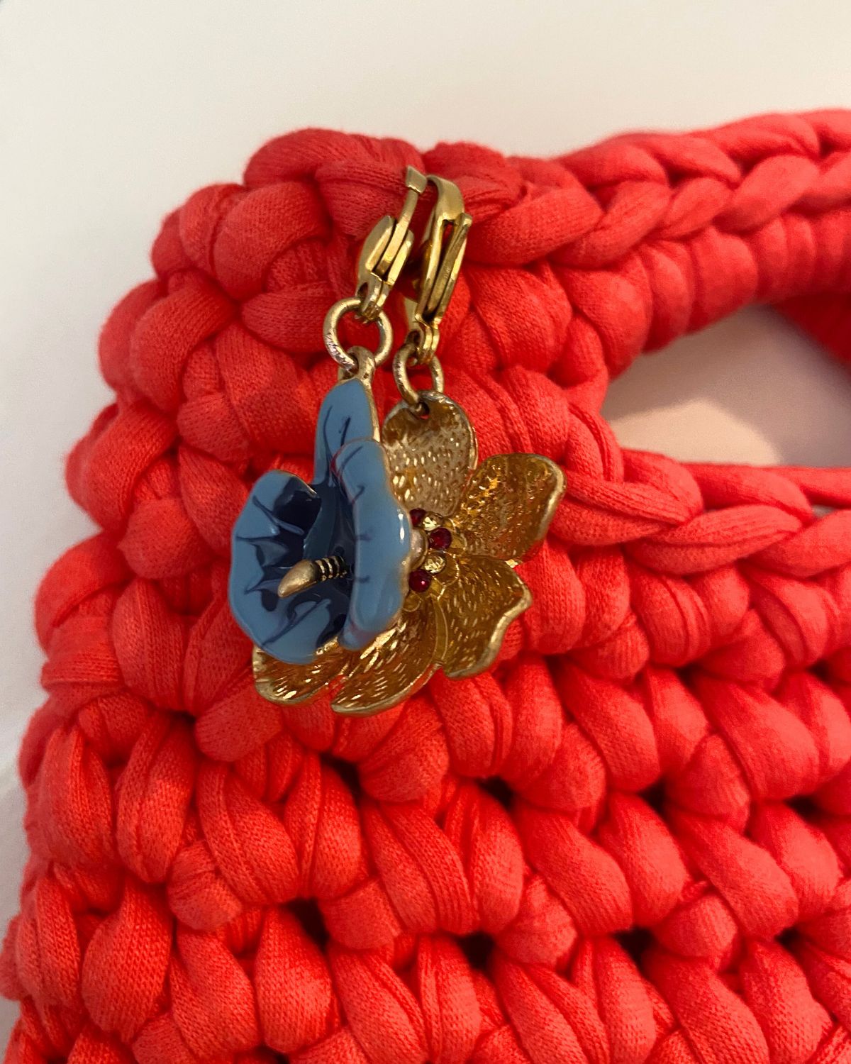 Gold blossom bag charm