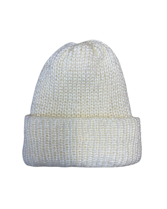 Knitted beanie | White Shimmer