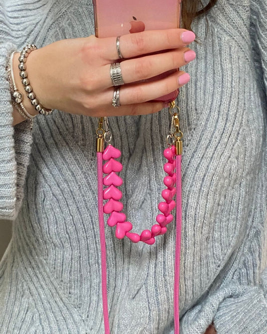 Pink heart phone cord